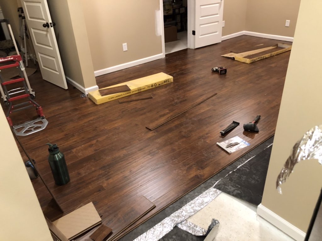 Flooring installation in progress